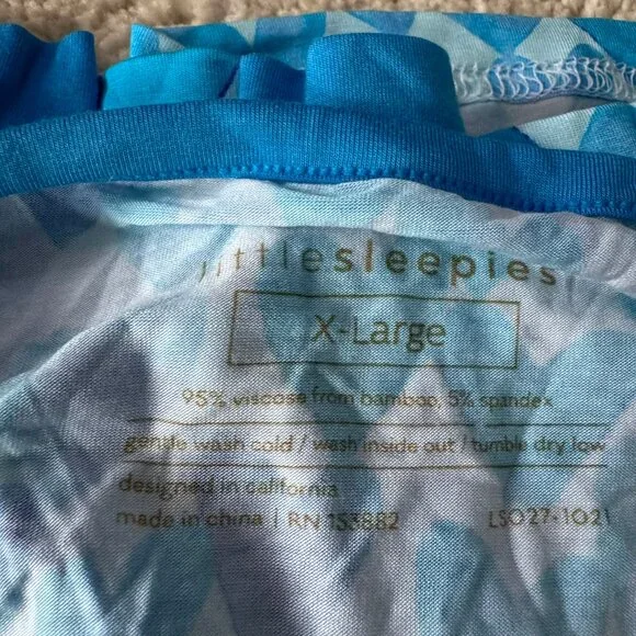 Women's Little Sleepies blue watercolor pajamas tops and bottoms - Picture 2 of 4